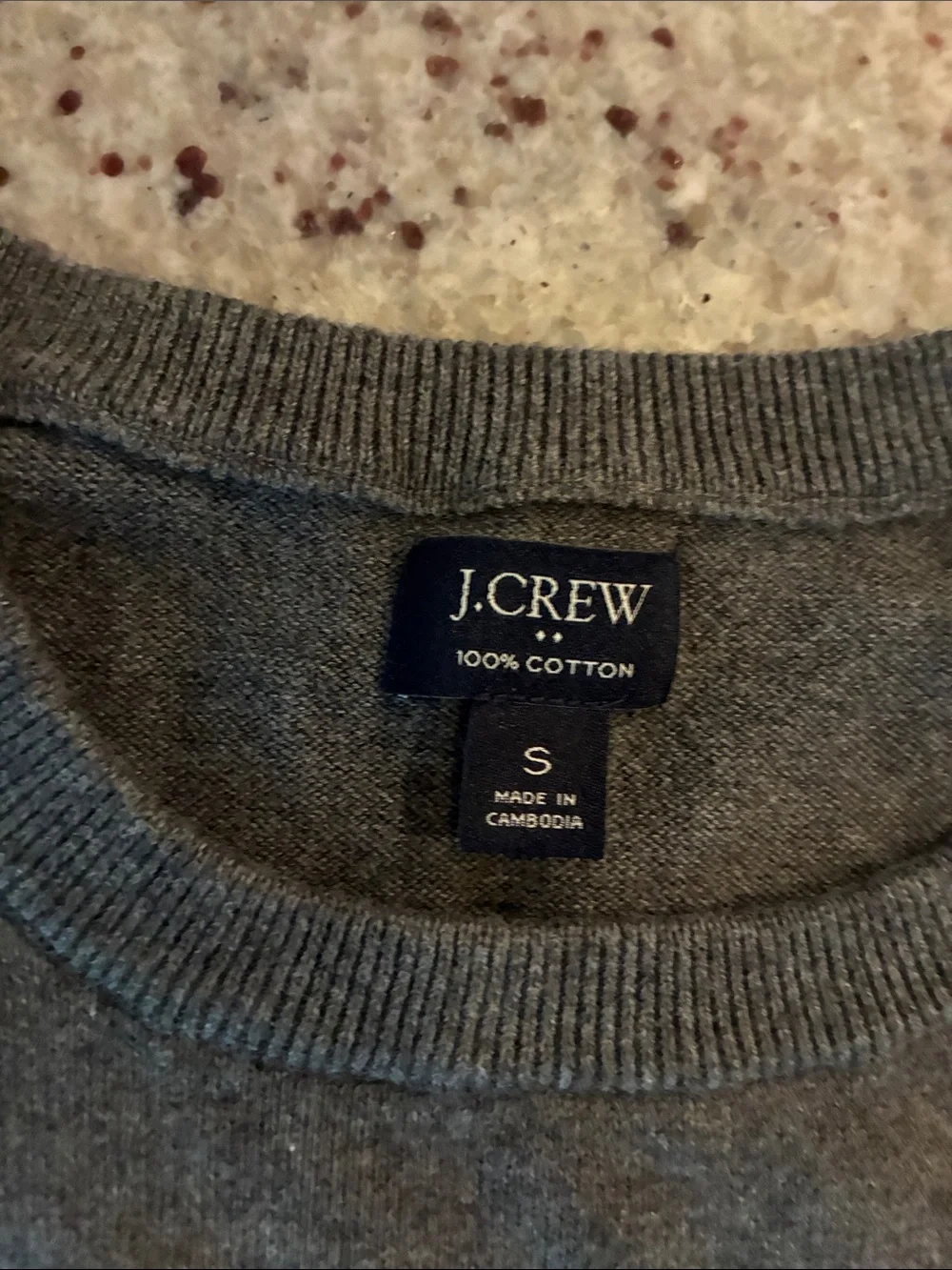 J. Crew Gray Crewneck Sweater with White Stripes